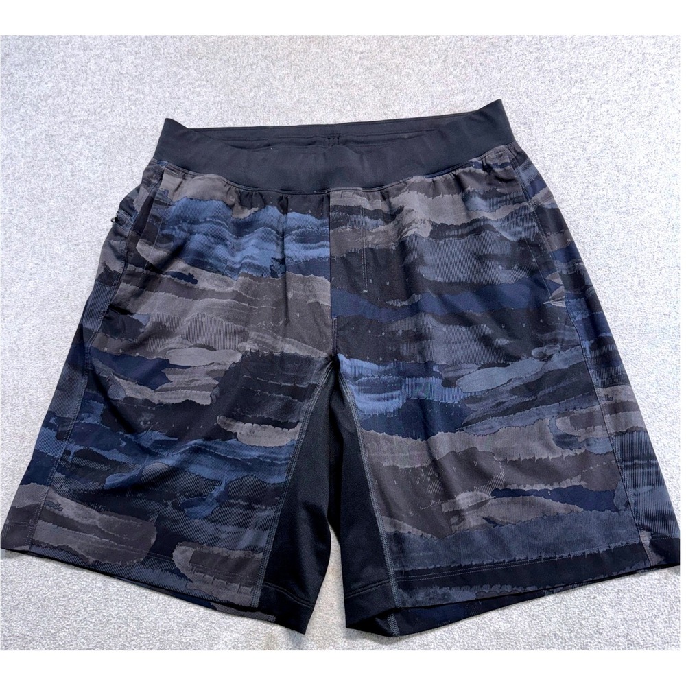 Lululemon Pace Breaker Shorts Mens XL Blue Black Camo 9" Linerless Athletic
